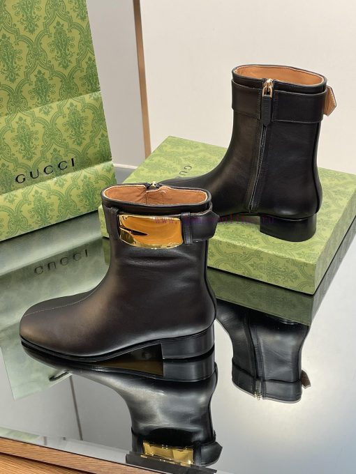 New Gucci Purchasing Grade 2023 New Almond Head Retro G Belt Buckle Ankle Boots Martin Shortlzqqi0kv - Image 4