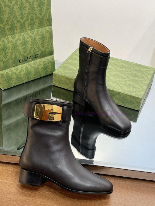 New Gucci Purchasing Grade 2023 New Almond Head Retro G Belt Buckle Ankle Boots Martin Shortlzqqi0kv - Image 6