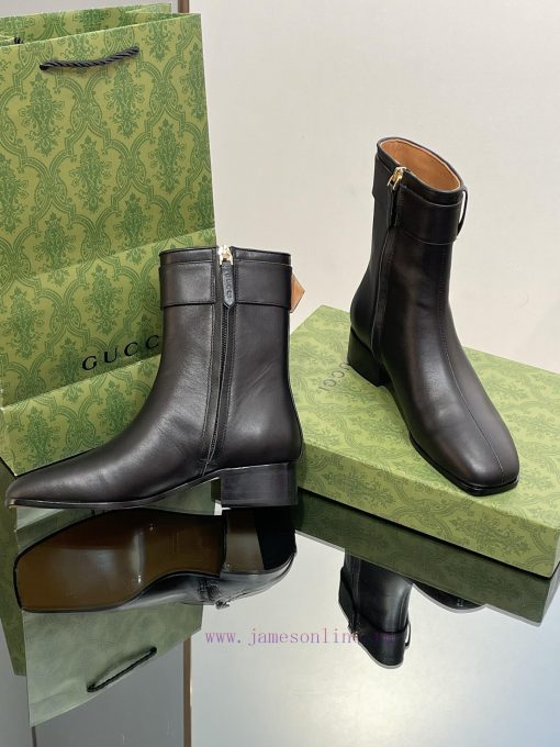 New Gucci Purchasing Grade 2023 New Almond Head Retro G Belt Buckle Ankle Boots Martin Shortlzqqi0kv - Image 7