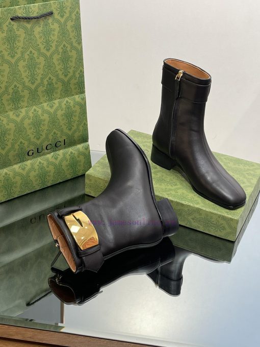 New Gucci Purchasing Grade 2023 New Almond Head Retro G Belt Buckle Ankle Boots Martin Shortlzqqi0kv - Image 8
