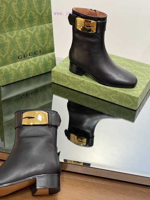 New Gucci Purchasing Grade 2023 New Almond Head Retro G Belt Buckle Ankle Boots Martin Shortlzqqi0kv - Image 9