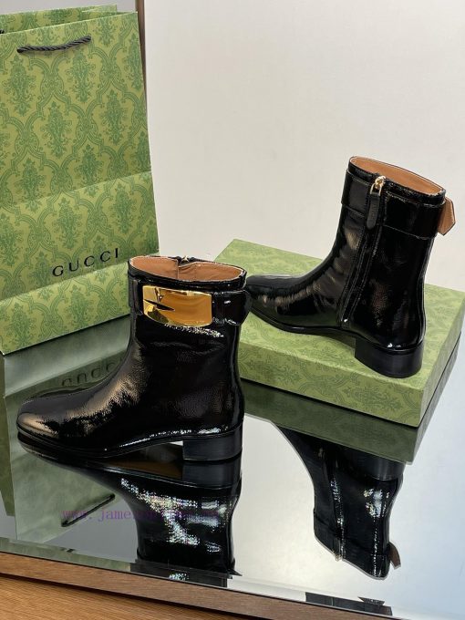 New Gucci Purchasing Grade 2023 New Almond Head Retro G Belt Buckle Ankle Boots Martin Shortgotrfcbu - Image 4