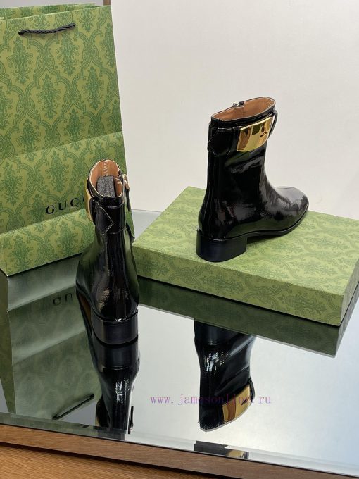 New Gucci Purchasing Grade 2023 New Almond Head Retro G Belt Buckle Ankle Boots Martin Shortgotrfcbu - Image 5