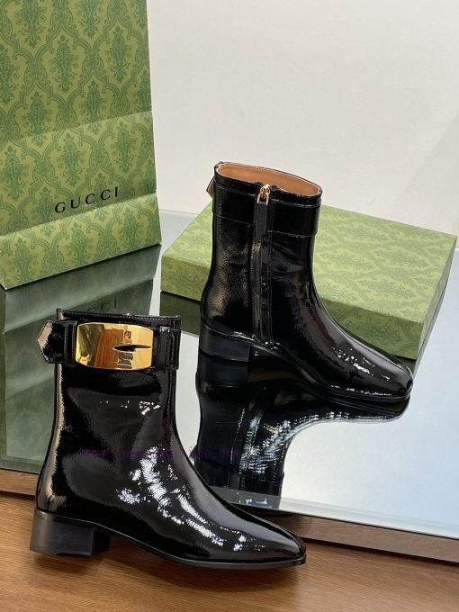New Gucci Purchasing Grade 2023 New Almond Head Retro G Belt Buckle Ankle Boots Martin Shortgotrfcbu - Image 6