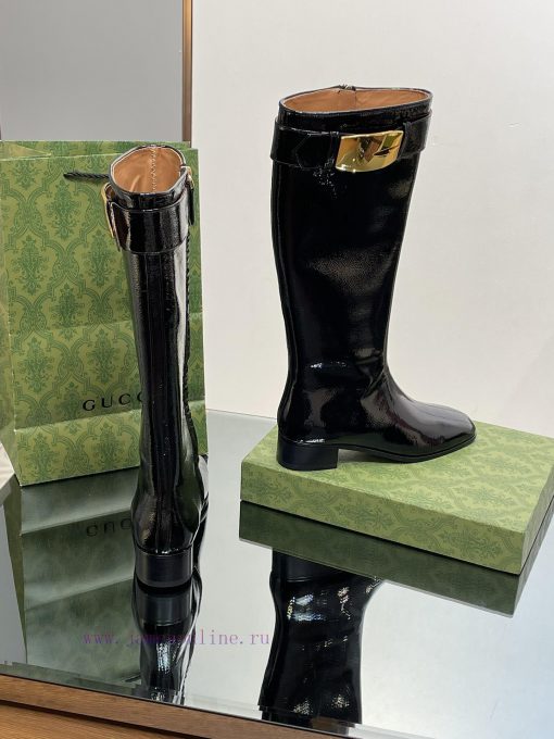 New Gucci Purchasing Grade 2023 New Almond Head Retro G Belt Buckle Long Boots Knight BootsGa2vh8o3n - Image 5