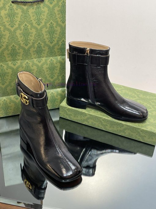 New Gucci Purchasing Grade 2023 New Almond Head Retro Double G Belt Buckle Ankle Boots Marti9d7oqw1a