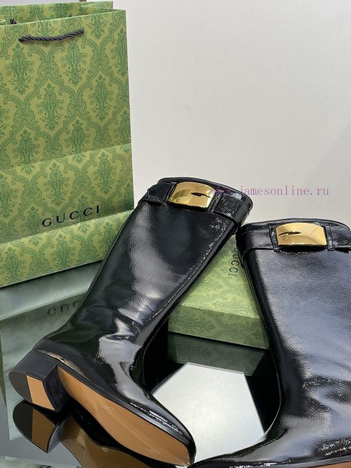 New Gucci Purchasing Grade 2023 New Almond Head Retro G Belt Buckle Long Boots Knight BootsGa2vh8o3n - Image 6