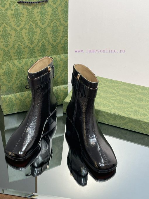 New Gucci Purchasing Grade 2023 New Almond Head Retro Double G Belt Buckle Ankle Boots Marti9d7oqw1a - Image 3