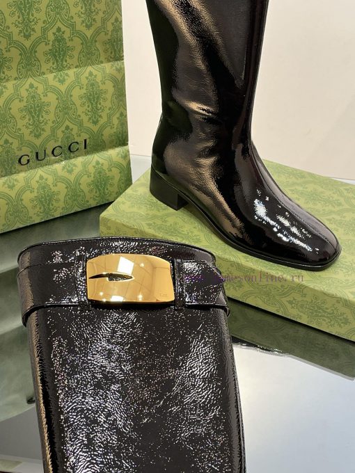 New Gucci Purchasing Grade 2023 New Almond Head Retro G Belt Buckle Long Boots Knight BootsGa2vh8o3n - Image 9