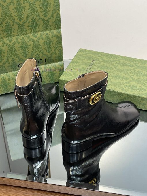 New Gucci Purchasing Grade 2023 New Almond Head Retro Double G Belt Buckle Ankle Boots Marti9d7oqw1a - Image 5