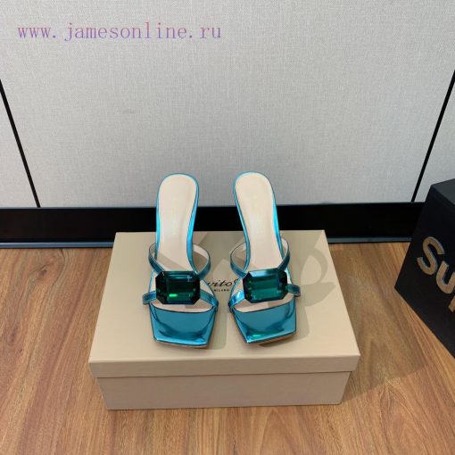 Gianvit Ross large button square toe slippers adhere to the design style of elegant and intewu5pdsoq - Image 2