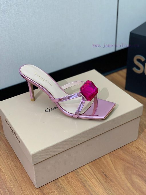 Gianvit Ross large button square toe slippers adhere to the design style of elegant and inte8wi2r2t5 - Image 8