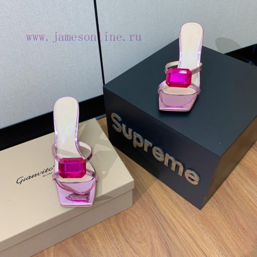 Gianvit Ross large button square toe slippers adhere to the design style of elegant and inte8wi2r2t5 - Image 9