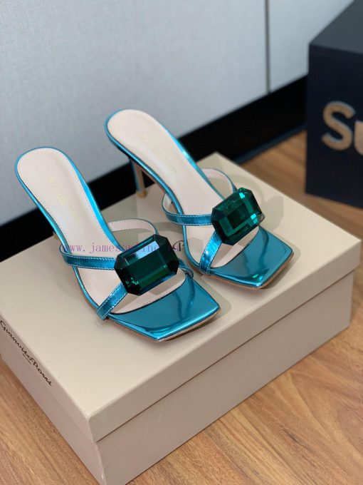 Gianvit Ross large button square toe slippers adhere to the design style of elegant and intewu5pdsoq - Image 4