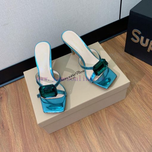 Gianvit Ross large button square toe slippers adhere to the design style of elegant and intewu5pdsoq - Image 5