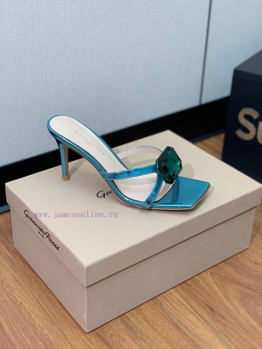 Gianvit Ross large button square toe slippers adhere to the design style of elegant and intewu5pdsoq - Image 8