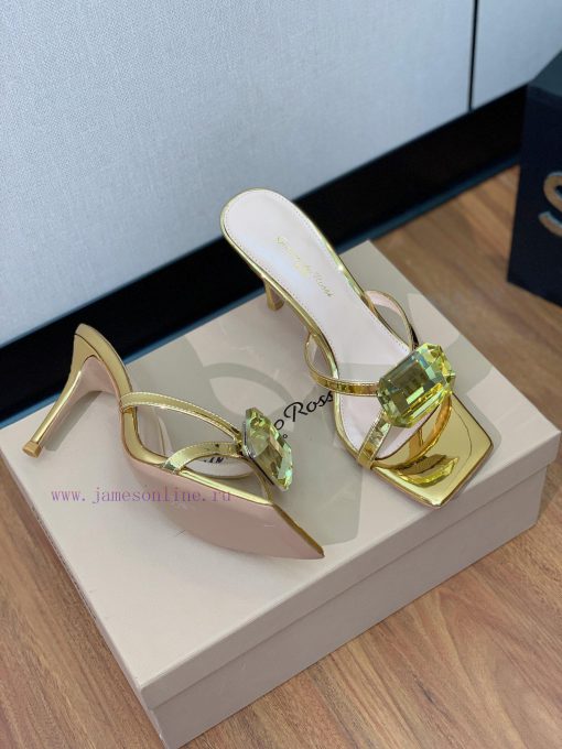 Gianvit Ross large button square toe slippers adhere to the design style of elegant and intew88us8cr - Image 3