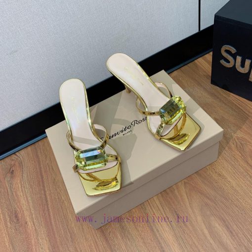 Gianvit Ross large button square toe slippers adhere to the design style of elegant and intew88us8cr - Image 5