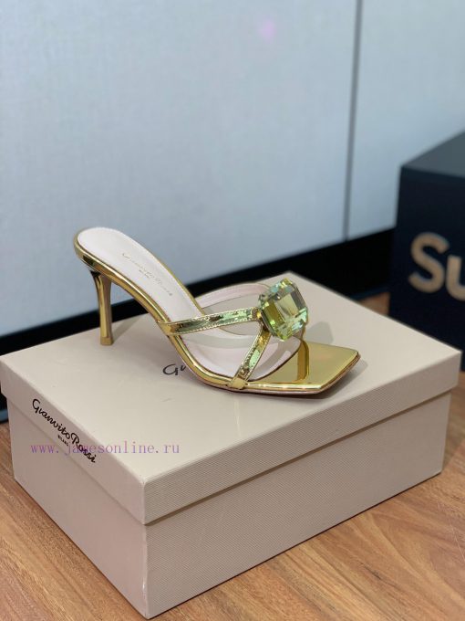 Gianvit Ross large button square toe slippers adhere to the design style of elegant and intew88us8cr - Image 8