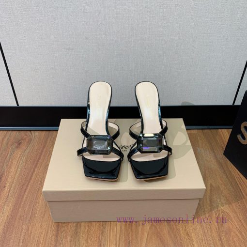 Gianvit Ross large button square toe slippers adhere to the design style of elegant and inte8d2x3h0z - Image 2