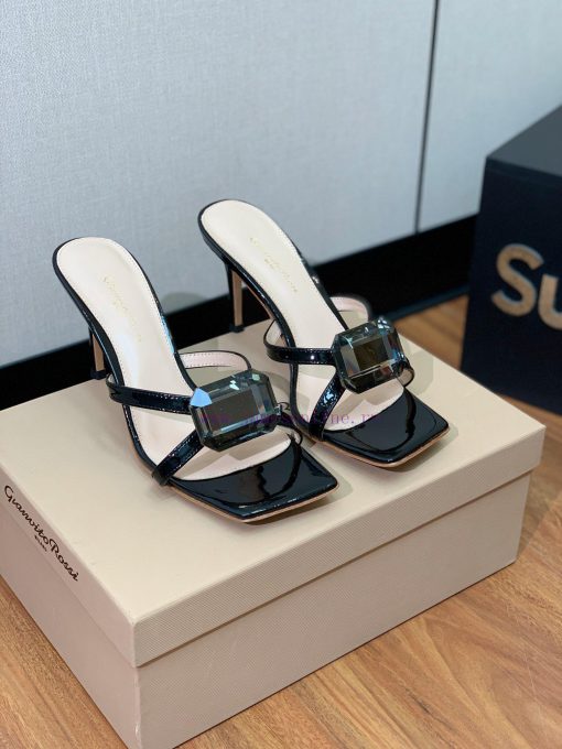 Gianvit Ross large button square toe slippers adhere to the design style of elegant and inte8d2x3h0z - Image 4