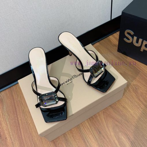 Gianvit Ross large button square toe slippers adhere to the design style of elegant and inte8d2x3h0z - Image 5