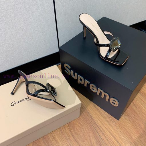 Gianvit Ross large button square toe slippers adhere to the design style of elegant and inte8d2x3h0z - Image 6