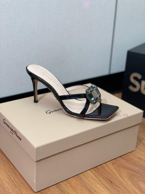 Gianvit Ross large button square toe slippers adhere to the design style of elegant and inte8d2x3h0z - Image 8