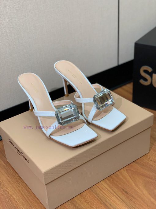 Gianvit Ross large button square toe slippers adhere to the design style of elegant and inteov9lt43q - Image 4