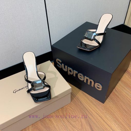 Gianvit Ross large button square toe slippers adhere to the design style of elegant and inte8d2x3h0z - Image 10