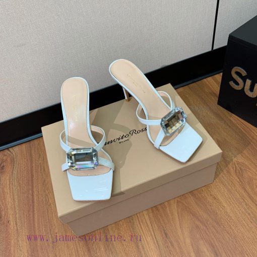 Gianvit Ross large button square toe slippers adhere to the design style of elegant and inteov9lt43q - Image 5