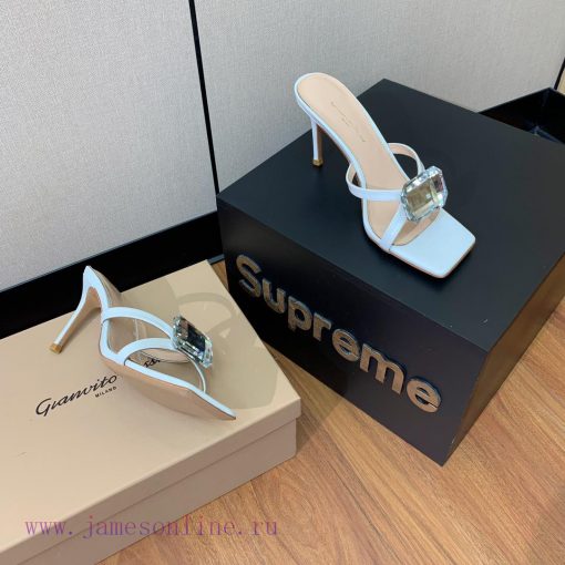 Gianvit Ross large button square toe slippers adhere to the design style of elegant and inteov9lt43q - Image 6