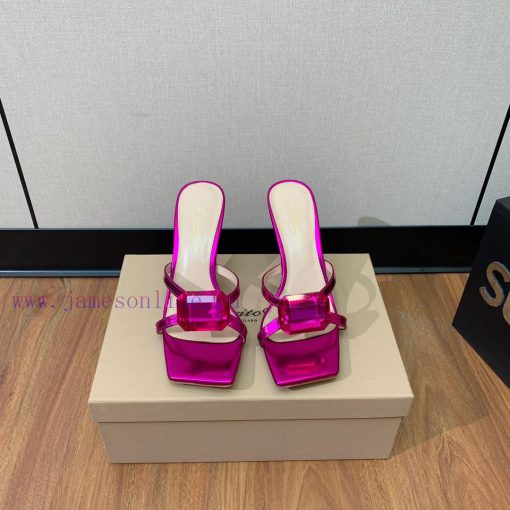 Gianvit Ross large button square toe slippers adhere to the design style of elegant and intet965cndj - Image 2