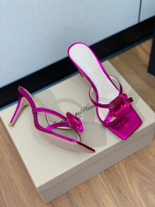 Gianvit Ross large button square toe slippers adhere to the design style of elegant and intet965cndj - Image 3
