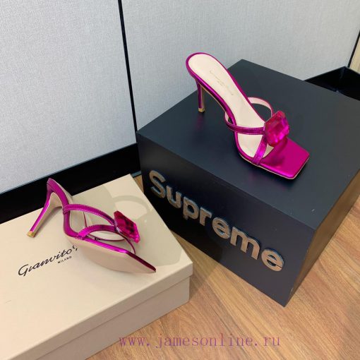 Gianvit Ross large button square toe slippers adhere to the design style of elegant and intet965cndj - Image 6