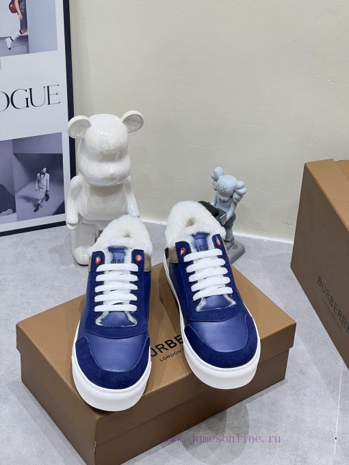 2024 SS Burberry Autumn/Winter Best Couple H New Italian Leather Sneakers Crafted from Engli3s51iv6u - Image 3