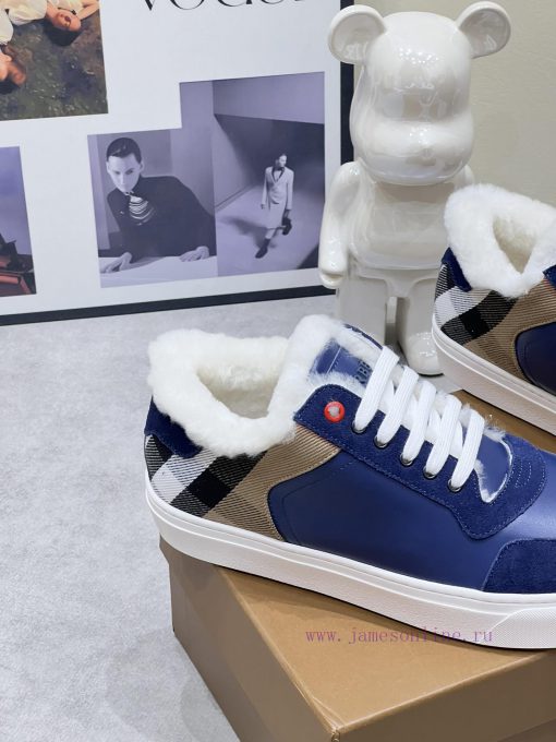 2024 SS Burberry Autumn/Winter Best Couple H New Italian Leather Sneakers Crafted from Engli3s51iv6u - Image 9
