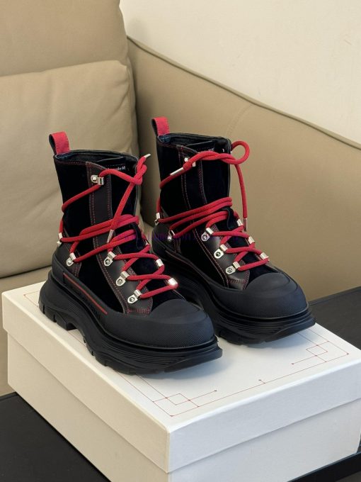 McQueen 233 Autumn/Winter Strap Short Boots New ProductSuede patchwork cowhide paired with bmsty3fhs - Image 3