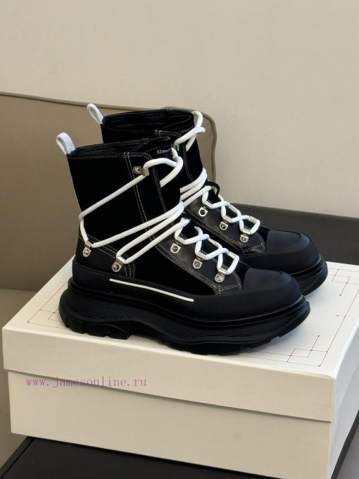 McQueen 233 Autumn/Winter Strap Short Boots New ProductSuede patchwork cowhide paired with bhms1m7y4 - Image 2