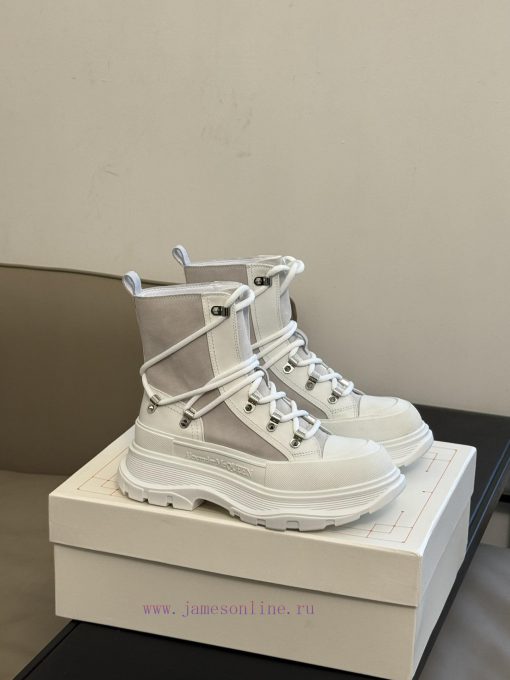 McQueen 233 Autumn/Winter Strap Short Boots New ProductSuede patchwork cowhide paired with bm9zma9lg - Image 2