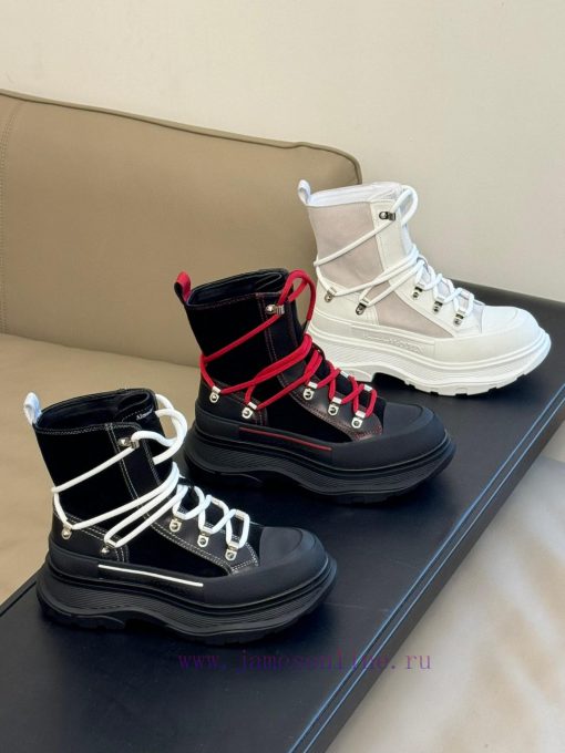 McQueen 233 Autumn/Winter Strap Short Boots New ProductSuede patchwork cowhide paired with bm9zma9lg - Image 10