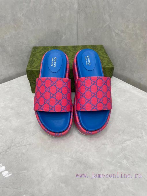 GUCCI official website new women's thick soled slippers and sandalsThe GG logo was first usejxdfse71