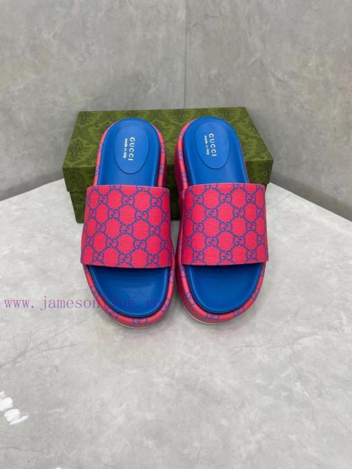 GUCCI official website new women's thick soled slippers and sandalsThe GG logo was first usejxdfse71 - Image 2