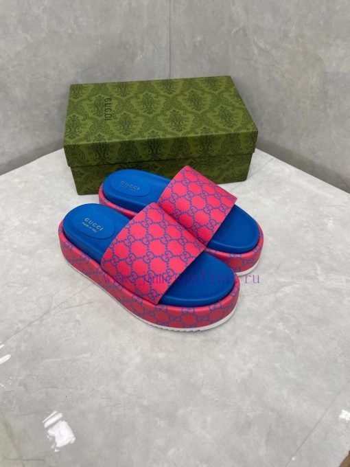 GUCCI official website new women's thick soled slippers and sandalsThe GG logo was first usejxdfse71 - Image 3