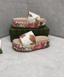 P New official website women's GG Flora thick soled sandalsThe plant pattern with a long histlfcm70n