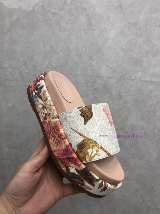 P New official website women's GG Flora thick soled sandalsThe plant pattern with a long histlfcm70n - Image 3