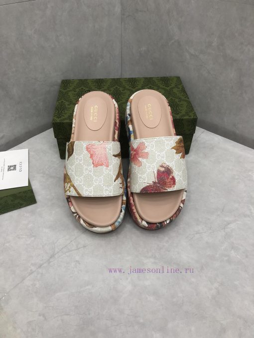 P New official website women's GG Flora thick soled sandalsThe plant pattern with a long histlfcm70n - Image 4