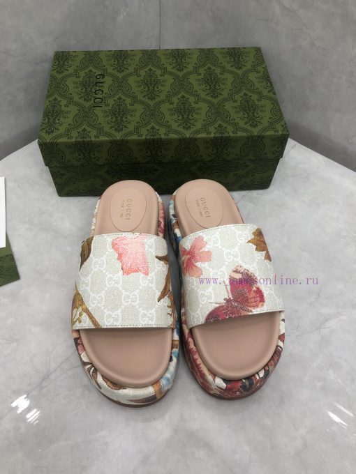 P New official website women's GG Flora thick soled sandalsThe plant pattern with a long histlfcm70n - Image 5