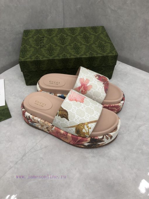 P New official website women's GG Flora thick soled sandalsThe plant pattern with a long histlfcm70n - Image 6