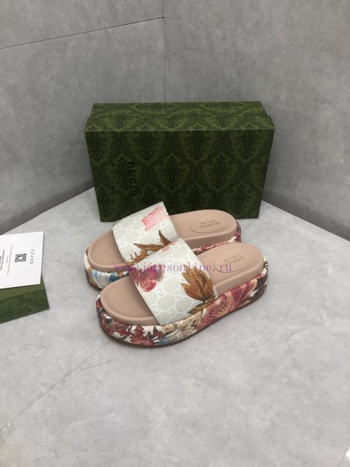 P New official website women's GG Flora thick soled sandalsThe plant pattern with a long histlfcm70n - Image 8